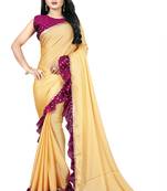 Yellow plain georgette saree with blouse