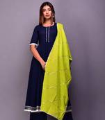 Blue plain cotton kurta sets