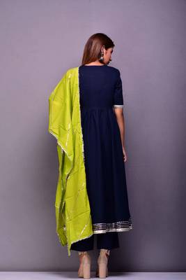 Blue plain cotton kurta sets 2