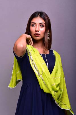Blue plain cotton kurta sets 3
