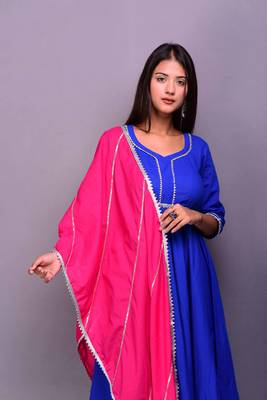 Blue plain cotton kurta sets 2
