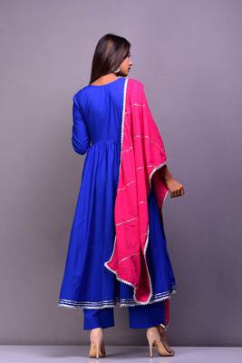 Blue plain cotton kurta sets 3