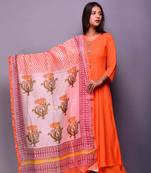 Orange plain rayon kurta sets