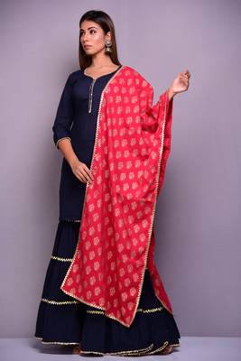 Blue plain cotton kurta sets 1