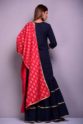 Blue plain cotton kurta sets 2