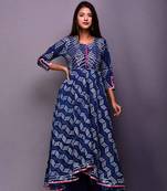 Blue printed cotton palazzo kurta