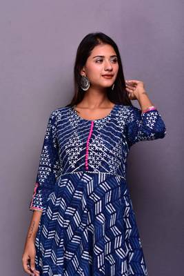 Blue printed cotton palazzo kurta 3