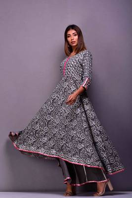 Blue printed cotton palazzo kurta 2