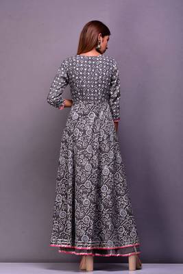 Blue printed cotton palazzo kurta 3