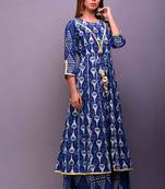 Blue printed cotton palazzo kurta