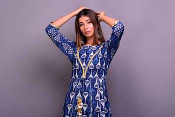Blue printed cotton palazzo kurta 2
