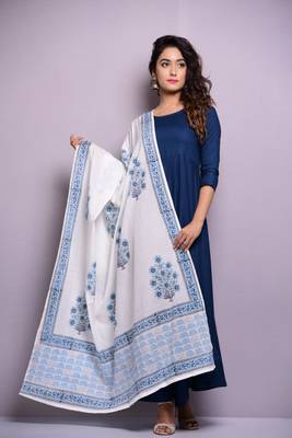 Blue plain rayon kurta sets 1