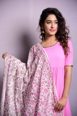Pink plain cotton kurta sets 2
