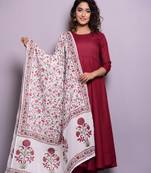 Maroon plain rayon kurta sets