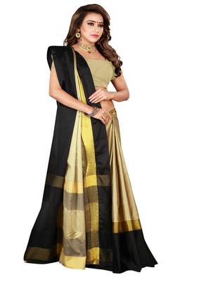 Silver Plain Art Silk Saree With Blouse 1