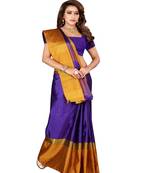 Purple Plain Art Silk Saree With Blouse