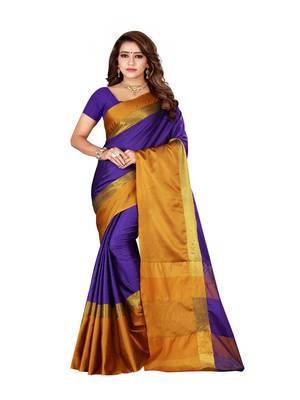 Purple Plain Art Silk Saree With Blouse 4