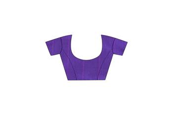 Purple Plain Art Silk Saree With Blouse 5