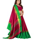 Baby Pink Plain Art Silk Saree With Blouse