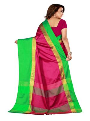 Baby Pink Plain Art Silk Saree With Blouse 2