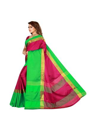 Baby Pink Plain Art Silk Saree With Blouse 3