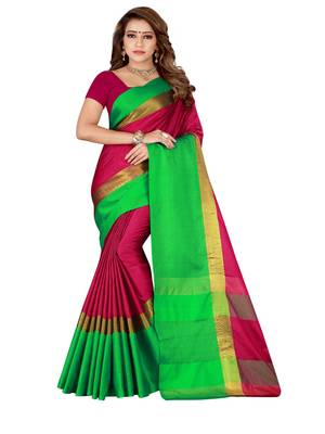 Baby Pink Plain Art Silk Saree With Blouse 4