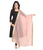 Fabric and Lace Embroidery Lace with Sequence Butta Design Organza Tissue Dupatta
