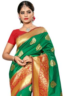 Multicolor Woven Banarasi Art Silk Saree With Blouse 2