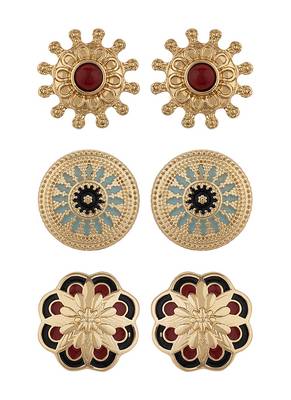 Set Of Three Ethnic Beauty Studs 2