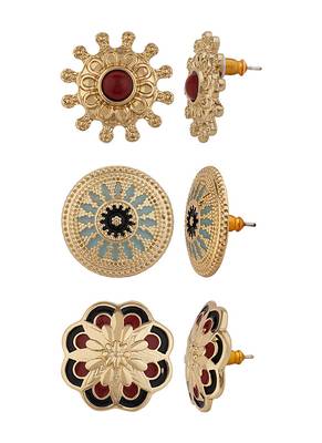Set Of Three Ethnic Beauty Studs 3