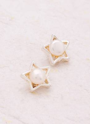 Pearl Adorned Dainty Star Earrings 1