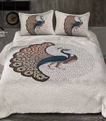 multi-colored printed cotton Double bed sheet with two pillow cover