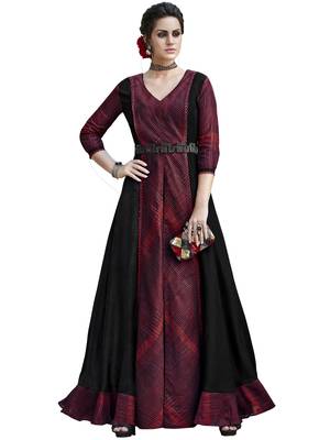 Maroon printed tussar silk salwar 1