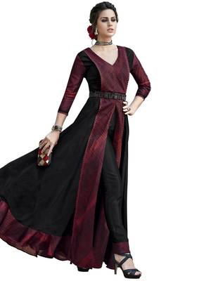 Maroon printed tussar silk salwar 2
