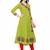 Parrot-green plain cotton ethnic-kurtis