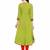 Parrot-green plain cotton ethnic-kurtis
