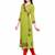 Parrot-green plain cotton ethnic-kurtis