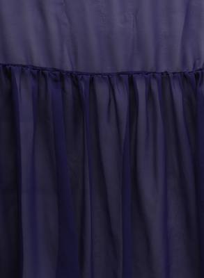 Inddus Navy Blue Georgette Solid Ruffle Saree 3