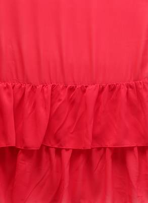 Inddus Red Georgette Solid Ruffle Saree 4