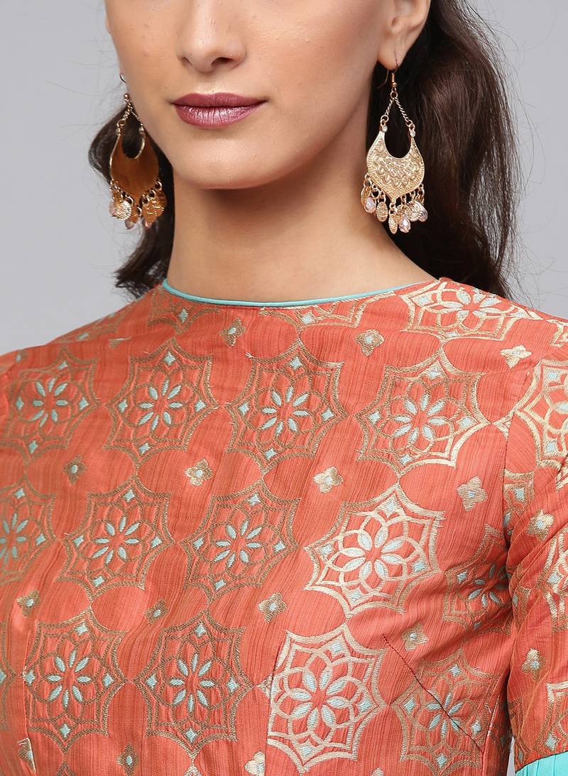 Inddus Sky Blue Georgette Solid Ruffle Saree