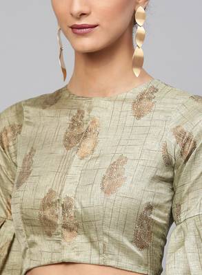 Inddus Pista Green Georgette Solid Ruffle Saree 4