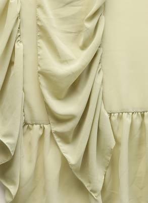 Inddus Pista Green Georgette Solid Ruffle Saree 5