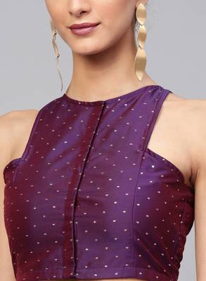 Inddus Lilac Georgette Solid Ruffle Saree 3