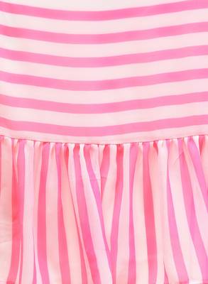 Inddus Pink Georgette Striped Ruffle Saree 4