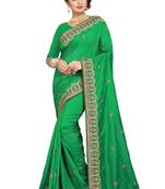 Green Embroidered Art Silk Saree With Blouse