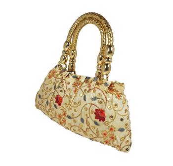 Prosper Ethnic Silk Purse Hand Bag With Embroidery Work Multicolour For Women And Girls 2