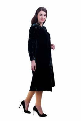 Green Embroidered Velvet Kurti 2