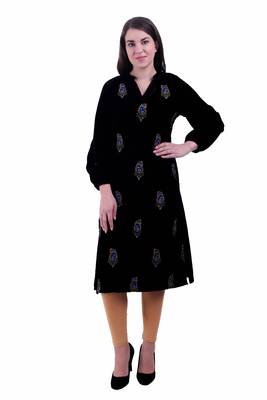 Black Embroidered Velvet Kurti 1