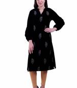 Black Embroidered Velvet Kurti