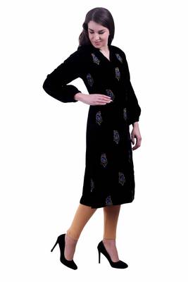 Black Embroidered Velvet Kurti 2